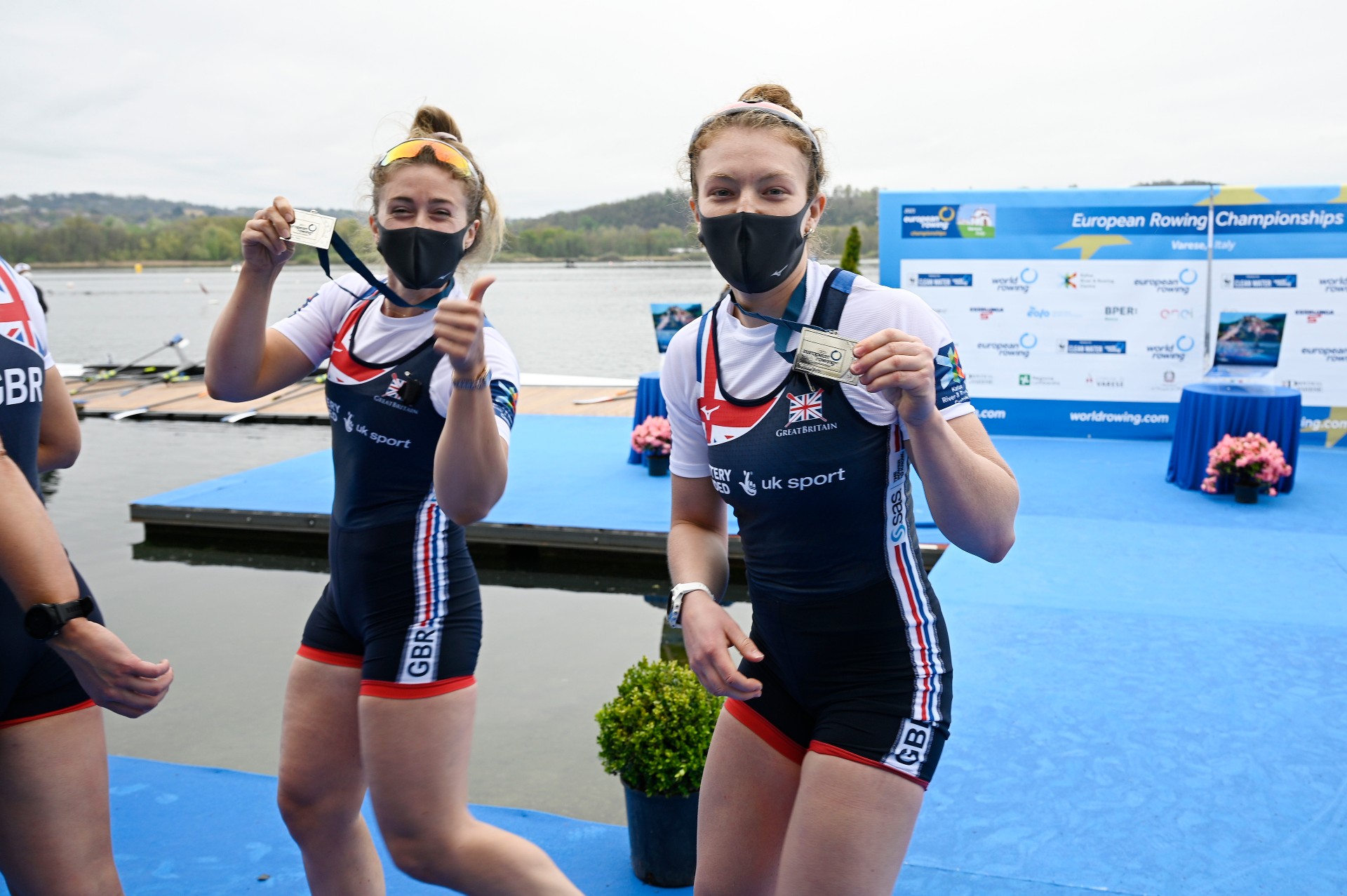 Lucy Glover, right, after winning silver at the European Championships in Varese